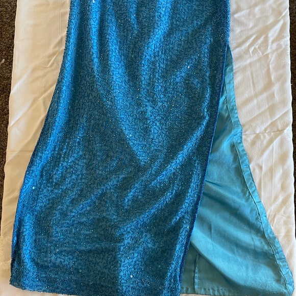 SCALA Blue Beaded Sequined Formal Gown Size Small - Picture 5 of 5
